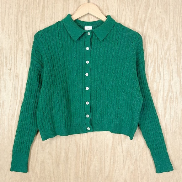 a new day Tops - A New Day Green Cable Knit Cardigan Size L